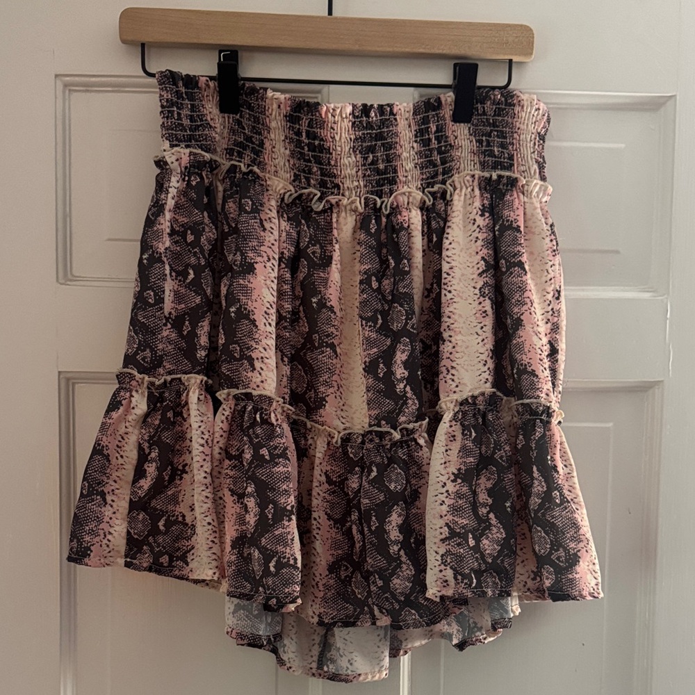 Anthropologie Pink and Black Mini Skirt